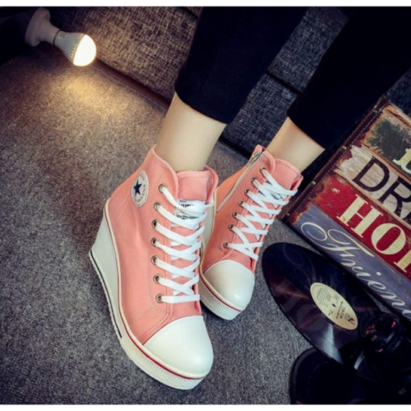 no know brand Shoes - 🆕️ Wedge Sneakers High Heel Canvas Shoes Lace up